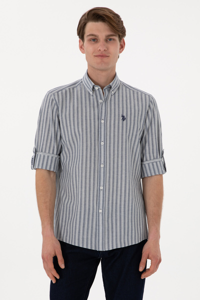U.S. Polo Assn. Erkek Mavi Uzun Kollu Gömlek 50306349-VR036