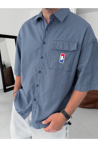 BYBASICMAN Blue Plaid Pocket Detailed Shirt Bs-002