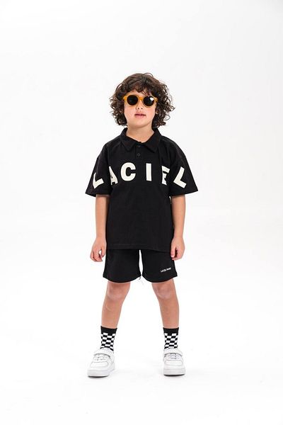 MİNİKO KİDS Laciel Paris Printed Collar Shorts Cotton Suit