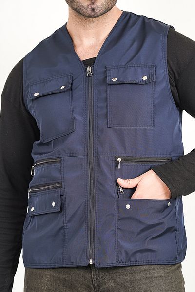 Reform Vest"Summer Multi-Pocket Bondik Fabric Double Zipper Pocket