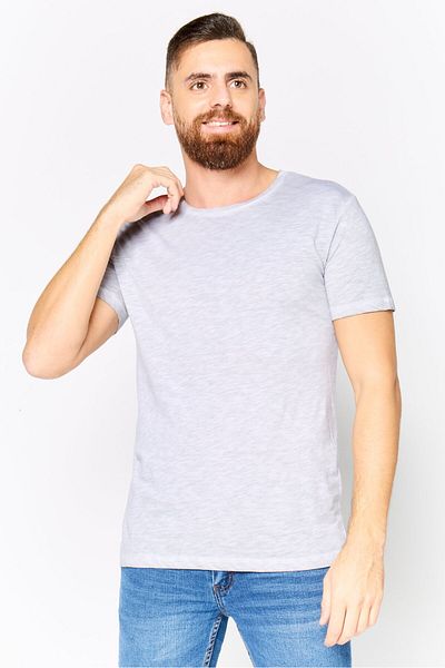 DeFacto Men Crew Neck Short Sleeves Heather T-shirt, Grey