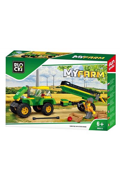 Blocki Blocki My Farm Construction Set - Tractor with Trailer