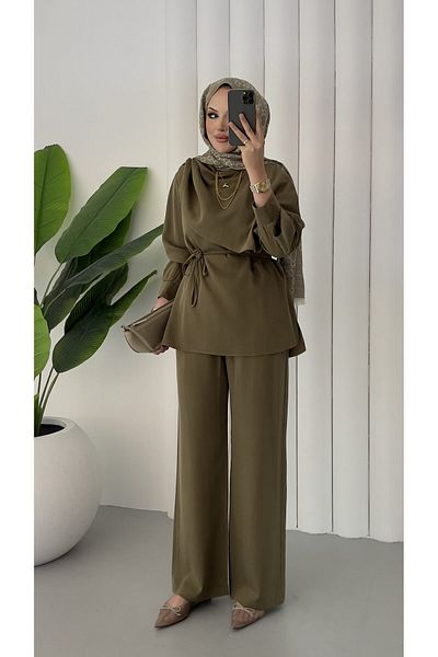 Molly Nelly Women's Shawl Collar Modal Trousers Blouse Set