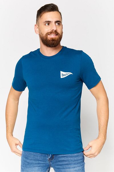 Dockers Men Round Neck Short Sleeves Brand Logo T-shirt, Blue