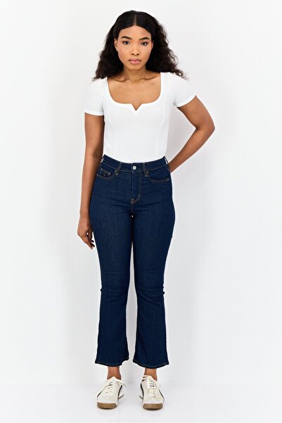 Esprit Women Regular Fit Plain Straight Leg Jeans, Blue