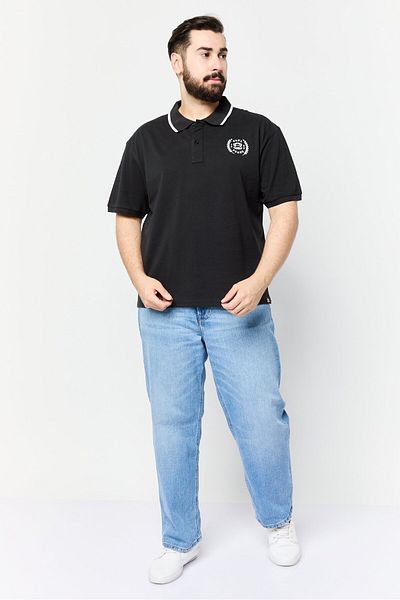 PAUL FRANK Men Regular Fit Brand Logo Short Sleeves Polo Shirt, Black