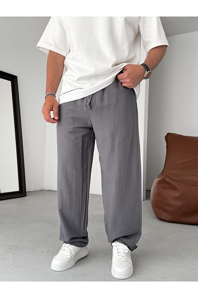 BYBASICMAN Smoked Cotton Linen Baggy Linen Pants Jj-231