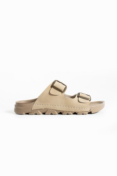 Moda Devrin Beige Summer Unisex Double Buckle Soft and Lightweight Slippers