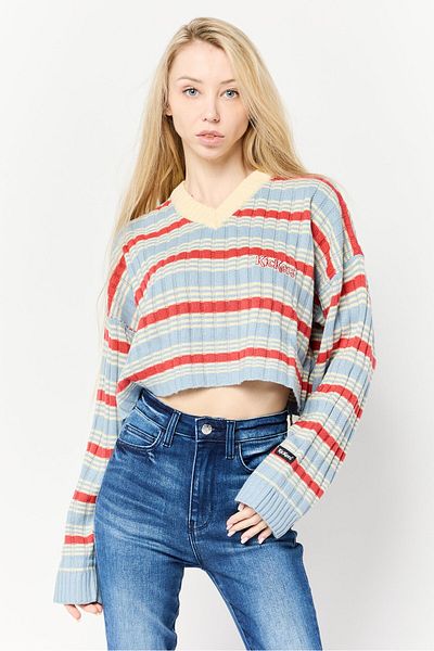 Kickers Classics Women Crew Neck Yarn Dye Sweater, Multicolor