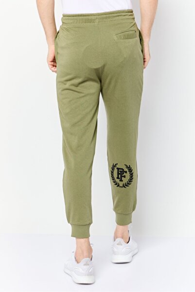 PAUL FRANK Men Regular Fit Brand Logo Sweatpant Pants, Olive