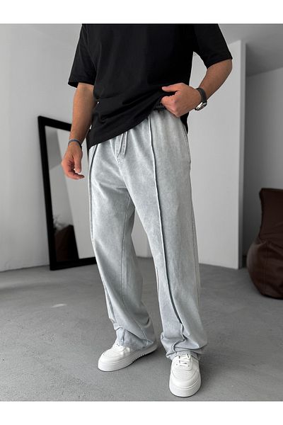 BYBASICMAN Light Gray Stitched Washed Baggy Tracksuit Pm-073