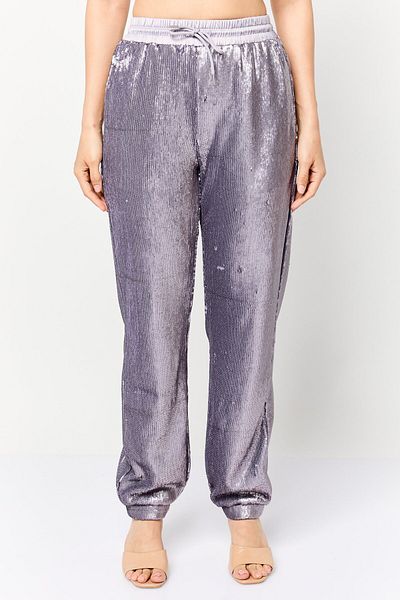 Esprit Women Regular Fit Straight Leg Squinted Jogger Pants, Purple