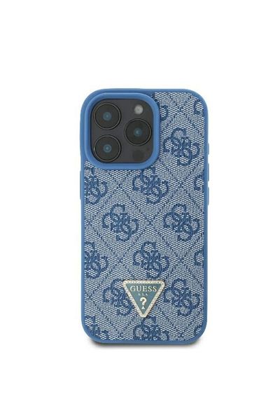 Guess Husa iPhone 16 Pro Max Leather Metal Logo Strass Crossbody, Albastru