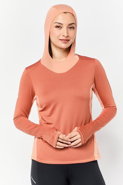 hoka Women Sportswear Fit Long Sleeves Training Hoodie, Orange