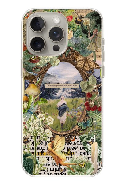 TechTree iPhone 15 Pro Max Compatible Green Nature Transparent Silicone Case