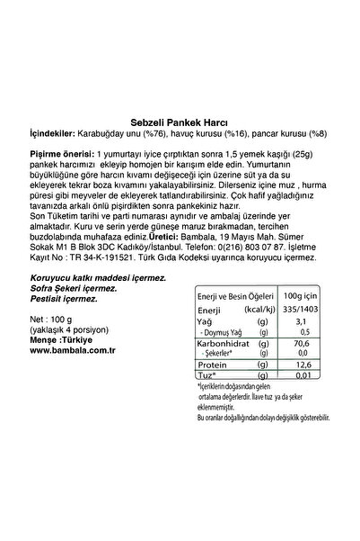 Bambala  5'li Çorba Paketi (pancar, ıspanak, balkabaklı sebze çorbası, muhallebi, sebzeli pankek)