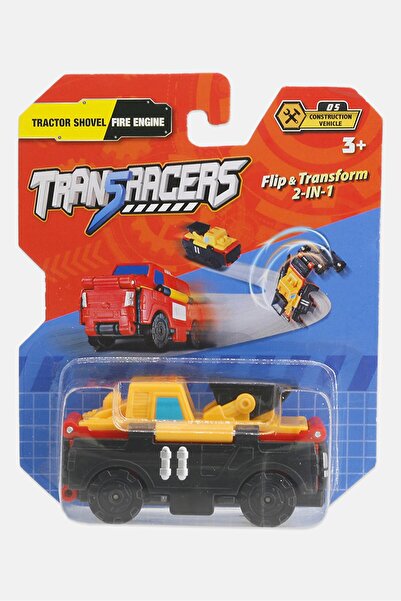 Transracers 2-In-1 Construction Vehicle Tractor Shovel and Fire Engine, Yellow