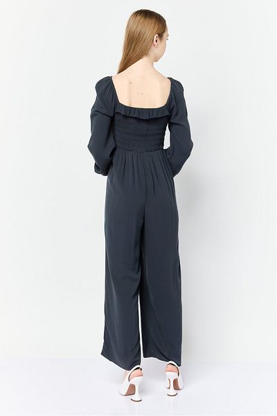 AMERICAN EAGLE Women Textured Long Sleeves Jumpsuits, Charcoal Grey