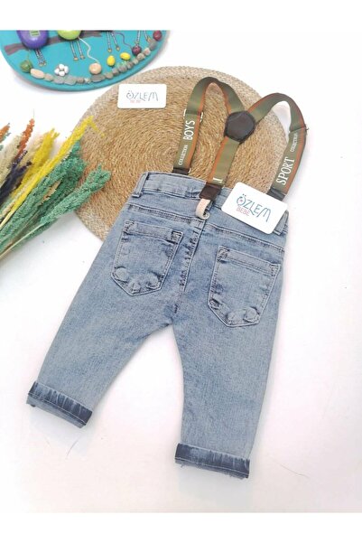 ÖZLEM BEBE Pantolon Askılı Kot Pantolon-Mavi - 12-18 Ay