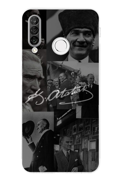 TechTree Huawei P30 Lite Uyumlu Kemal Atatürk İmza Şeffaf Silikon Kılıf