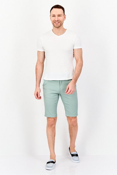 DeFacto Men Textured Belted Basic Shorts, Sage