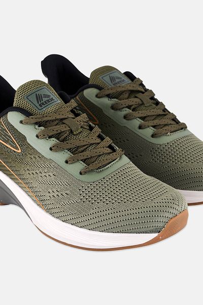 RBX Men Brand Logo Lace Up Running Shoes, Olive