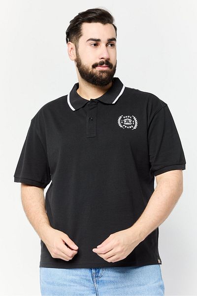 PAUL FRANK Men Regular Fit Brand Logo Short Sleeves Polo Shirt, Black