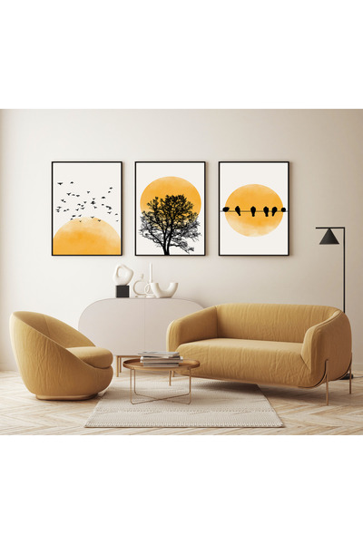 bestablo Set de pictură din lemn cu siluetă de pasăre și soare Bestablo