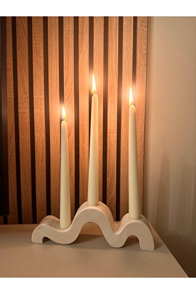 Kara Art El Yapımı 3'lü Beton Şamdan Altlığı – Minimalist Ve Fonksiyonel Tasarım