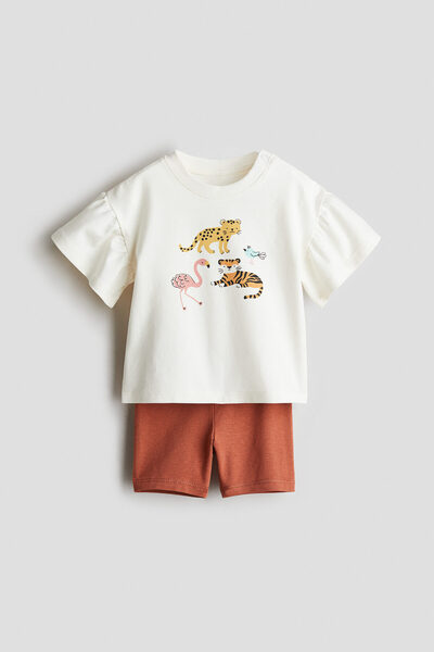 H&M 2 Parçalı Pamuklu Jarse Set / Alt - Üst Takım