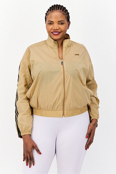 adidas Women Plus Size Long Sleeves Training Jacket, Dark Tan