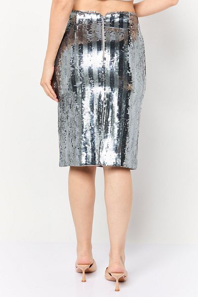 Esprit Women Sequin Midi Skirt, Silver
