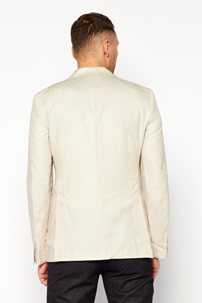 Lacoste Men Slim Fit Long Sleeves Plain Blazer, Beige