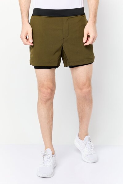Mister شورت تدريب رياضي رجالي Fit 5 Inseam، زيتوني