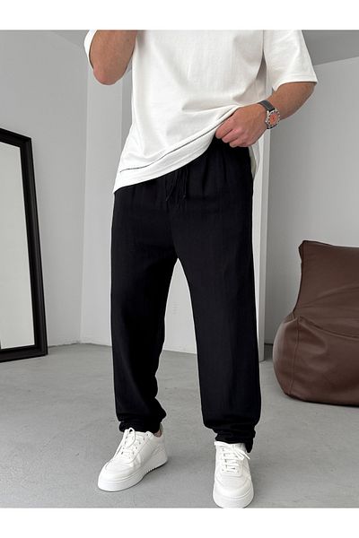 BYBASICMAN Black Slim Regular Cotton Pants Yp-5022