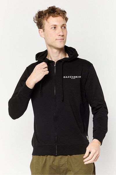GAZZARRİNİ Men Graphic Print Long Sleeves Hoodie, Black