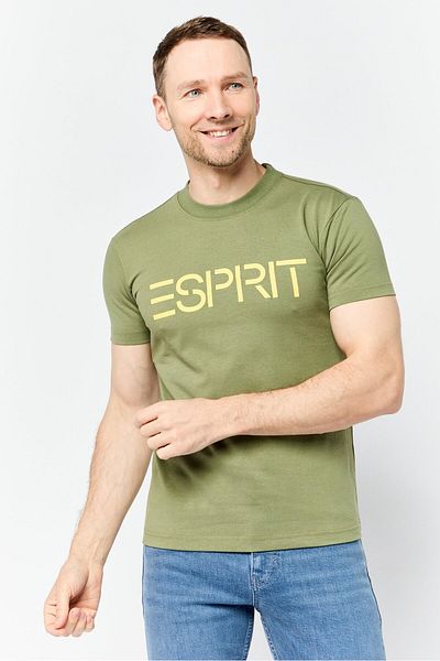 Esprit Men Crew Neck Short Sleeve Brand Logo T Shirt, Green