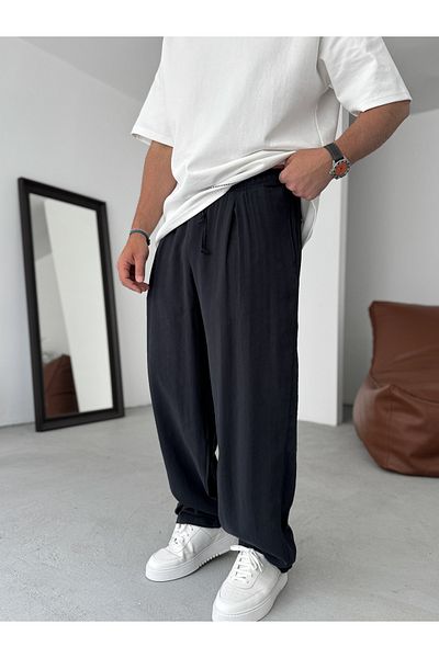 BYBASICMAN Black Slim Gabardine Baggy Pants Jj-245