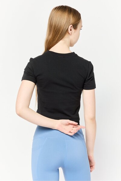 adidas قميص تدريب رياضي نسائي بأكمام قصيرة، أسود