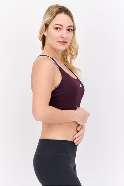 adidas Women Brand Logo Lightly Padded Training Sports Bra, Dark Mauve