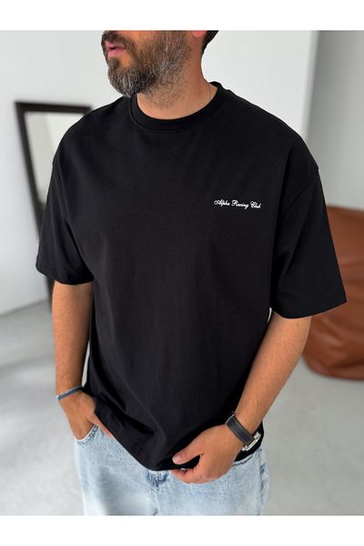 BYBASICMAN Black Alpha Racing Oversize T-Shirt Pm-017