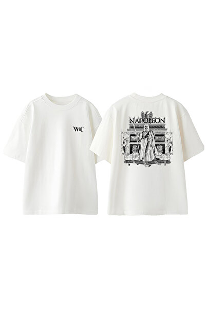 THEWERT Napoleon Bonaparte Dizajn Leđa Štampano Pamuk Bela Oversize kroj T-shirt