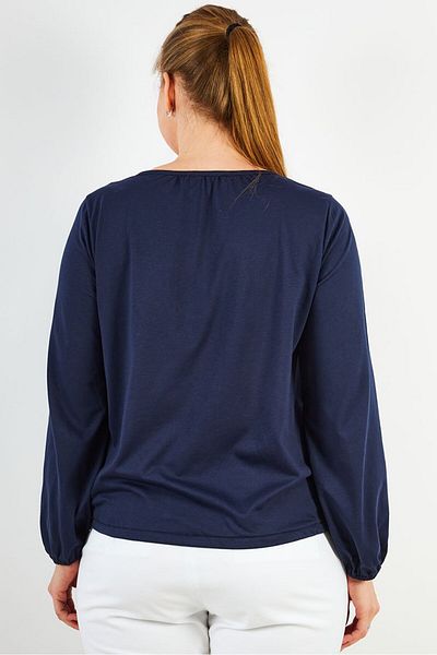 Michael Kors Women Tie Neck Long Sleeves Plain Blouse, Midnight Blue