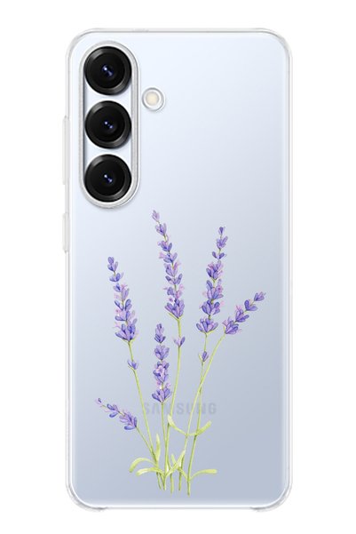 TechTree جراب سيليكون شفاف بتصميم زهرة اللافندر متوافق مع هاتف Galaxy S25