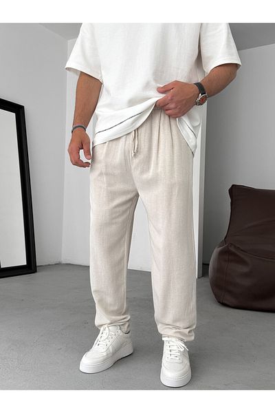 BYBASICMAN Beige Slim Regular Cotton Pants Yp-5022