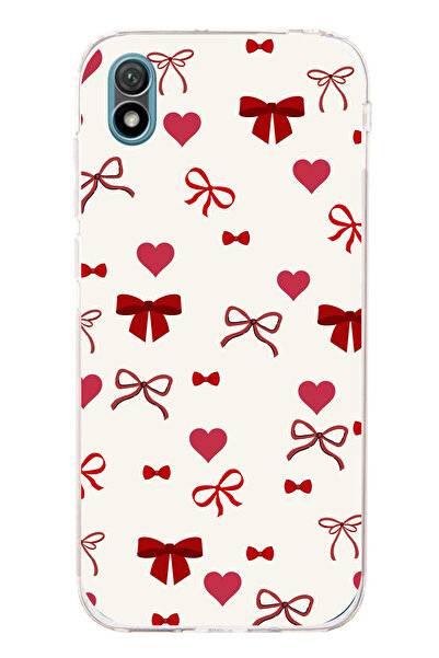 TechTree Huawei Y5 2019 - Honor 8S Uyumlu Bordo Kalp ve Fiyonklar Şeffaf Sili...