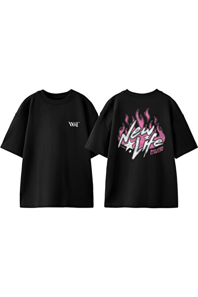 THEWERT New Life Design ranac Štampano Pamuk crna Oversize kroj T-shirt