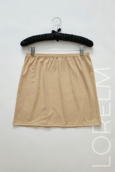 Lorelm Mini Jüpon Etek Astarı Kısa Boy Dizüstü Ten Rengi