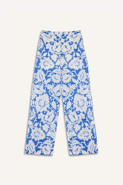 DeFacto New Season Wide Leg Double Pocket High Waist Wide Leg Patterned Voile Palazzo Trousers