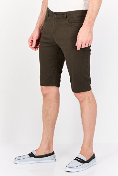 DeFacto Men Solid Chino Shorts, Dark Khaki